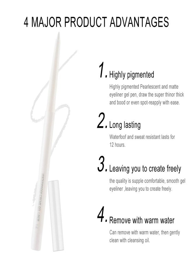 GHFCZOO Retractable White Eyeliner Pencil - Creamy, Pigmented, Smudge-Proof Eye Liner Pen - Image 3